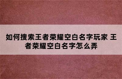 如何搜索王者荣耀空白名字玩家 王者荣耀空白名字怎么弄